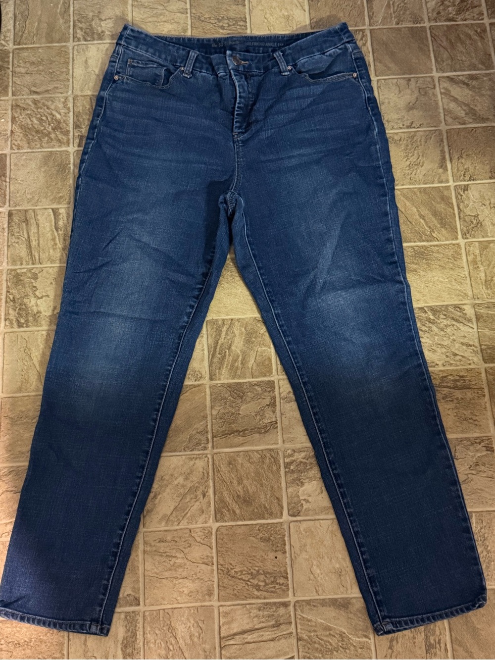Chico's Women's 1.5 Medium Dark Blue Girlfriend‎ Jeans 10 So Slimming Ankle